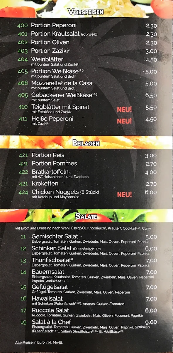 Speisekarte, La Viva Pizza & Döner