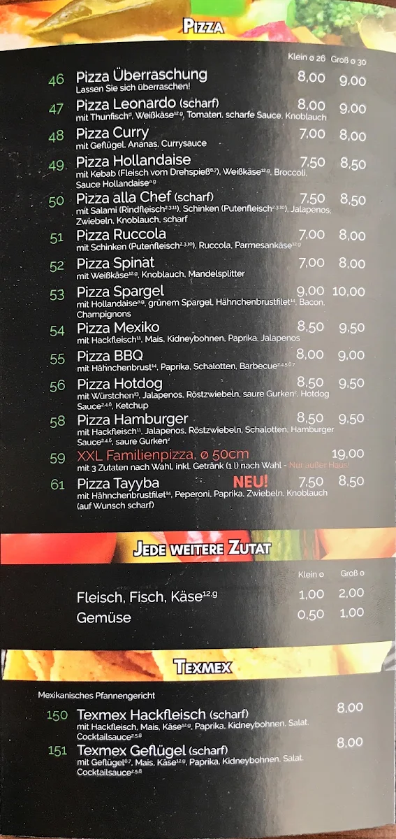 Speisekarte, La Viva Pizza & Döner