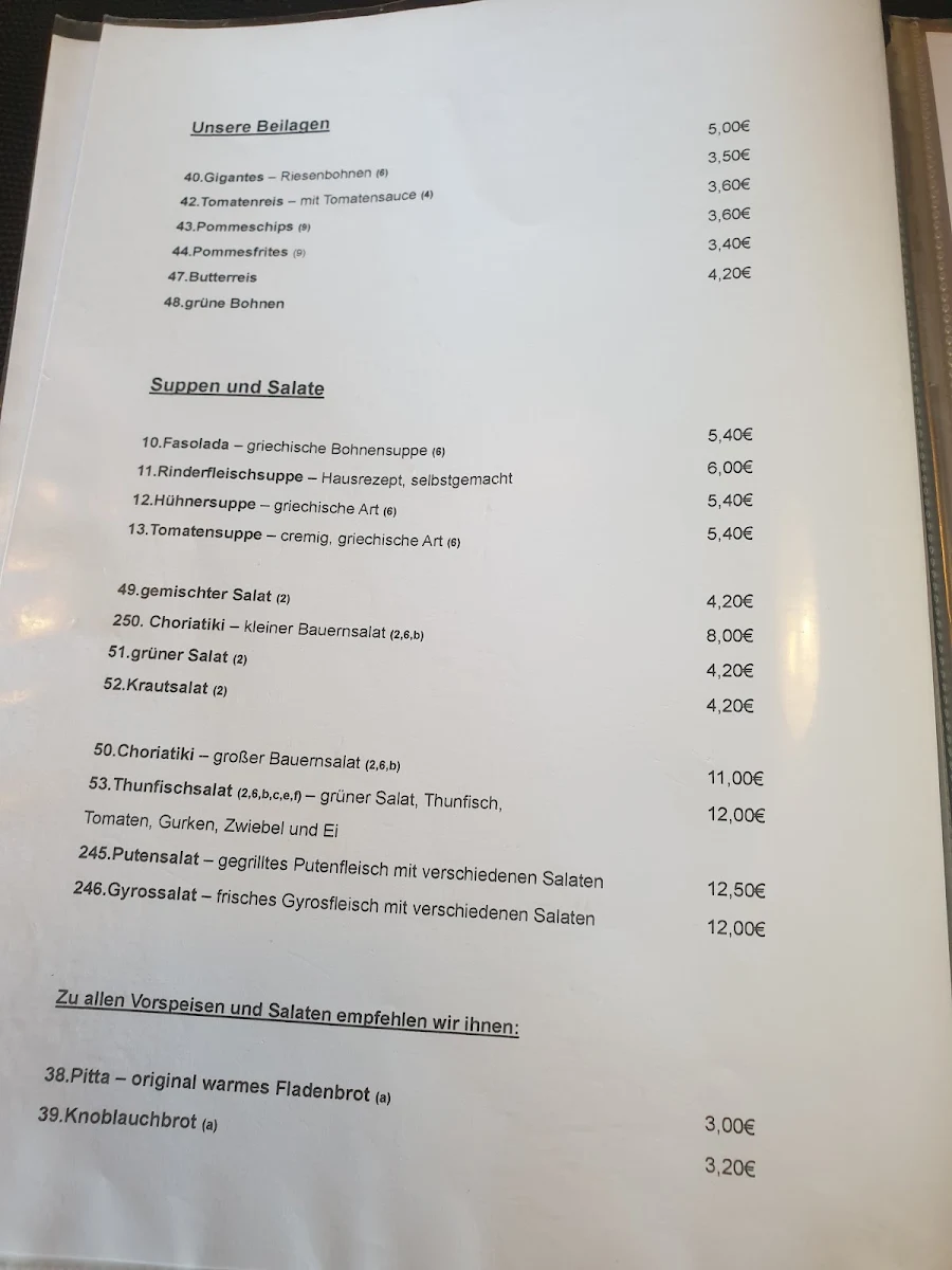Speisekarte, Restaurant Kreta