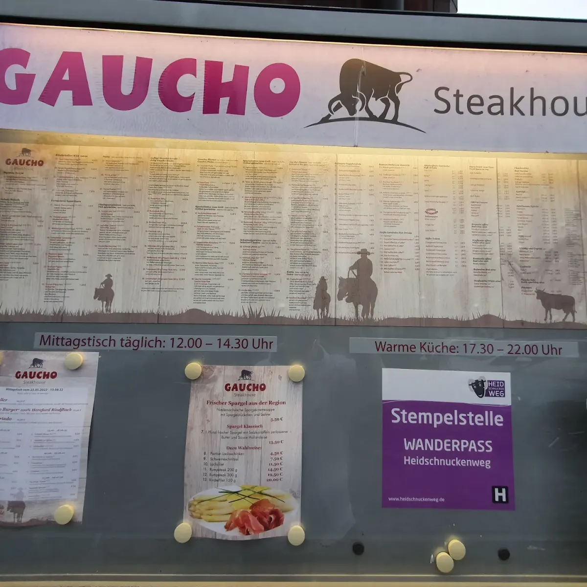 Speisekarte, Gaucho Steakhouse