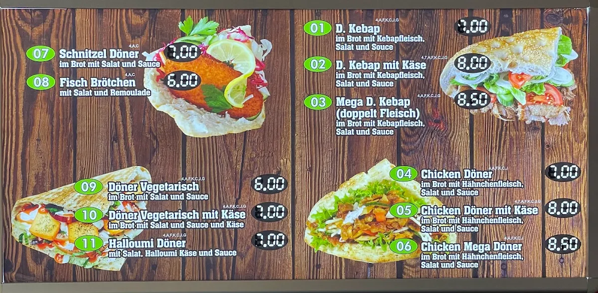 Speisekarte, Kebap Haus Destina