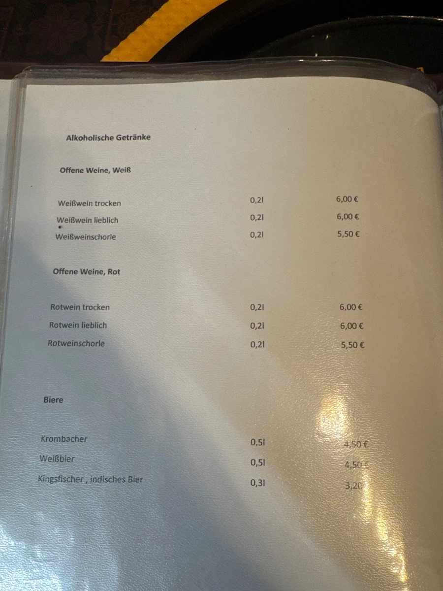 Speisekarte, Indisches Restaurant Badshah Bad Wildungen
