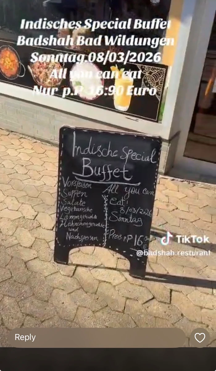 Speisekarte, Indisches Restaurant Badshah Bad Wildungen