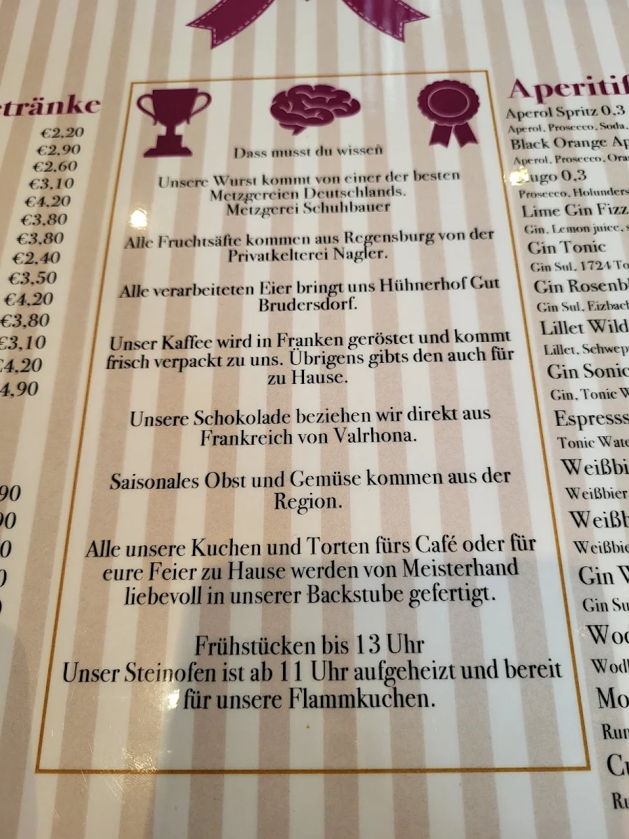 Speisekarte, Café Zuckerpuppe