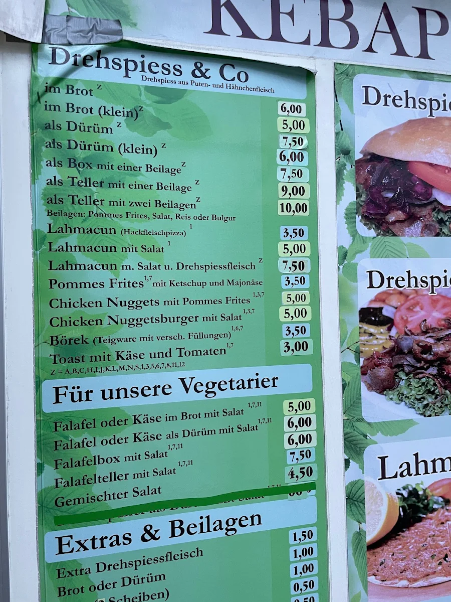 Speisekarte, Kebapgarten