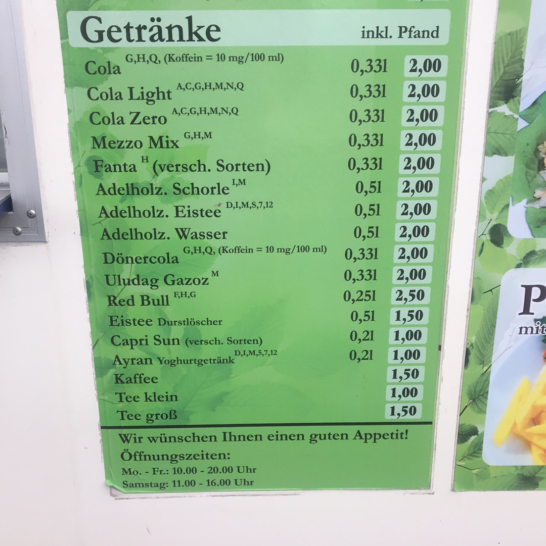 Speisekarte, Kebapgarten
