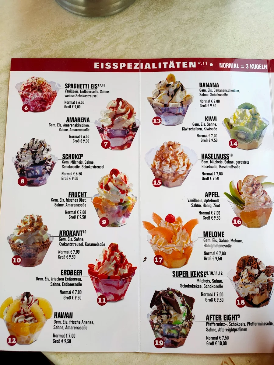 Speisekarte, EISCAFÉ SAN MARCO