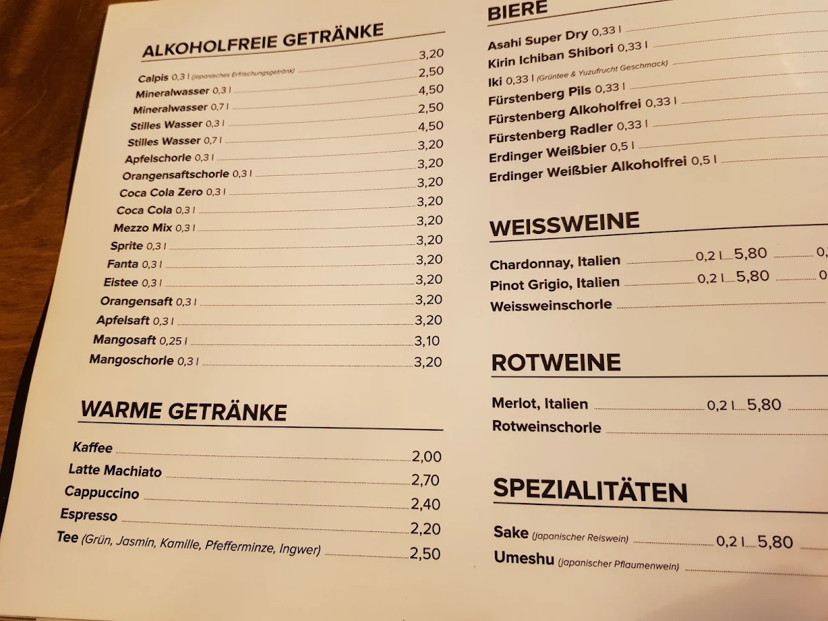 Speisekarte, BO DAI KO - Japanisches Kaiten Sushi Konstanz