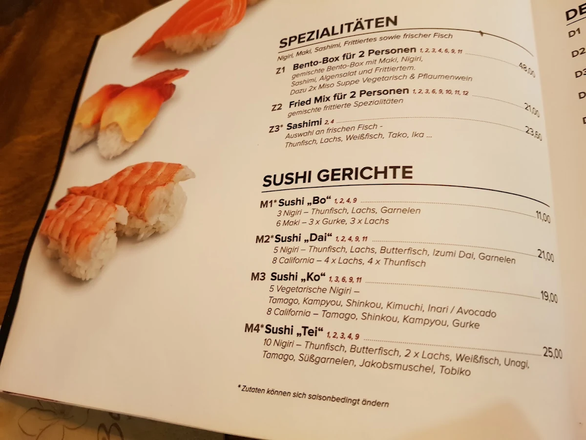 Speisekarte, BO DAI KO - Japanisches Kaiten Sushi Konstanz