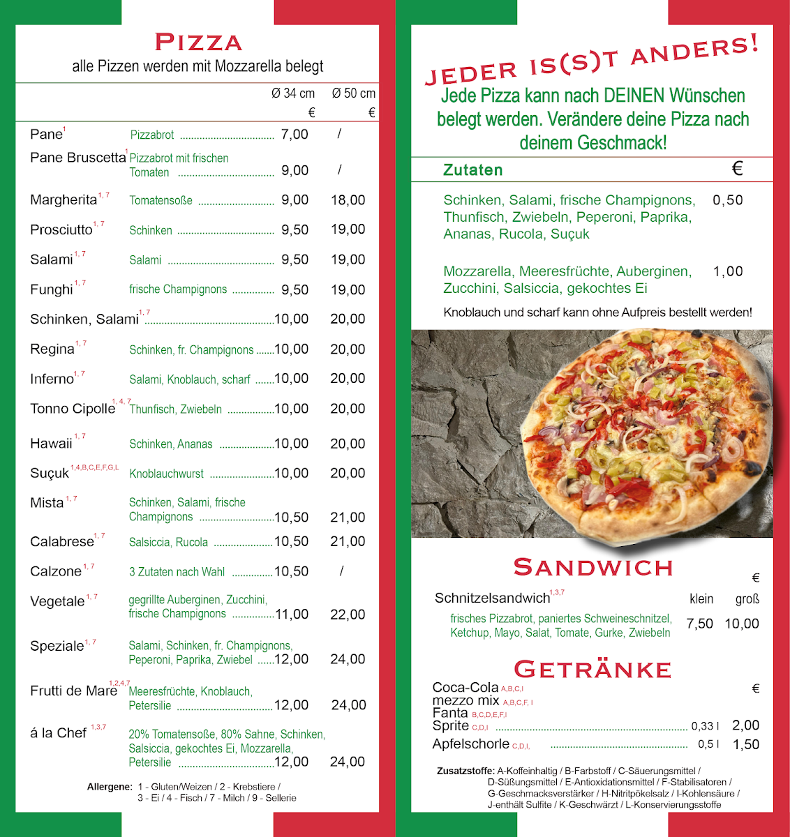 Speisekarte, Pizza Daniele