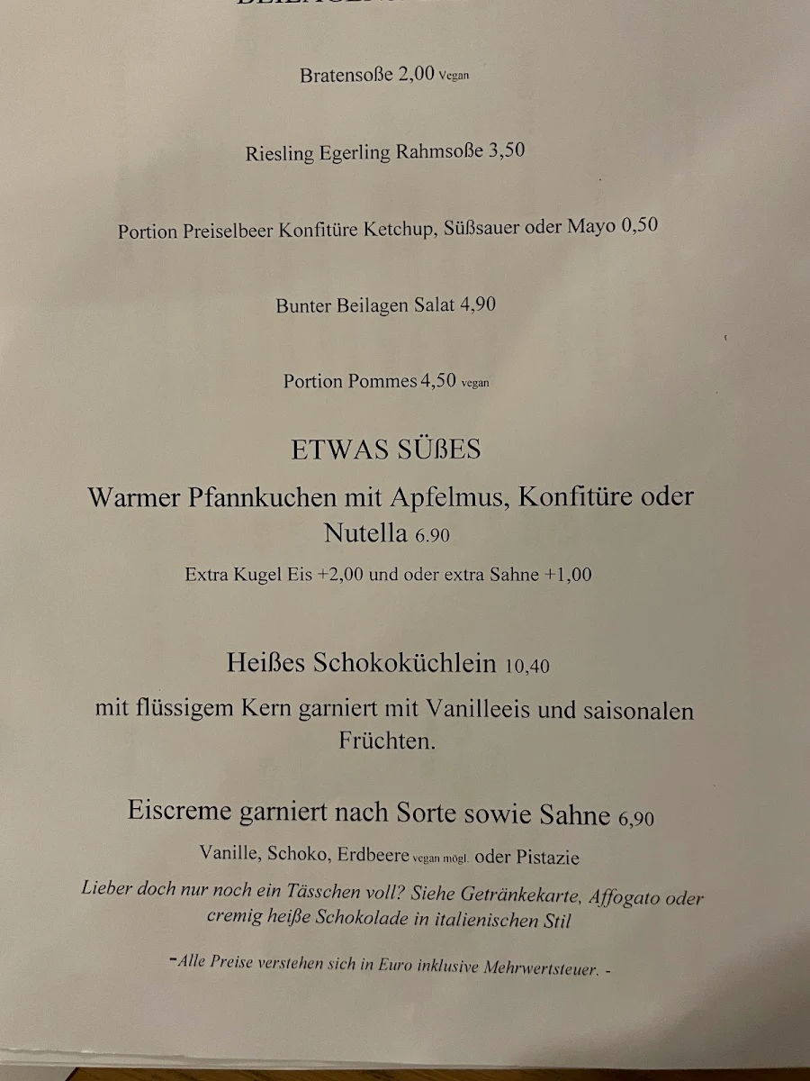 Speisekarte, Big Mama‘s
