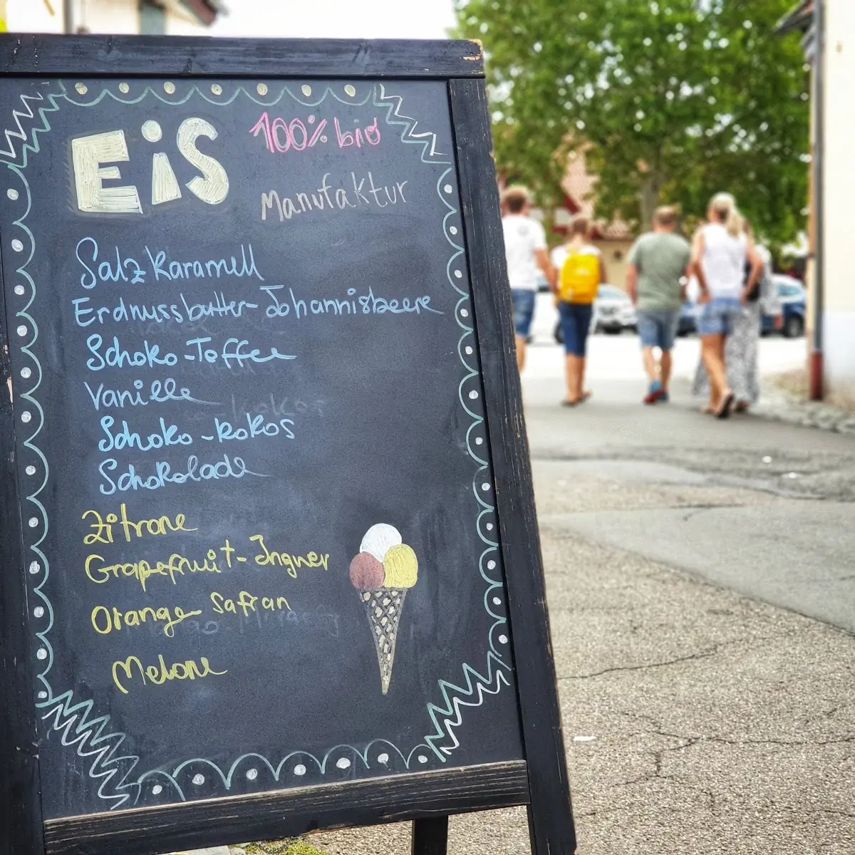 Speisekarte, Café Charme und Bio-Eis Manufaktur