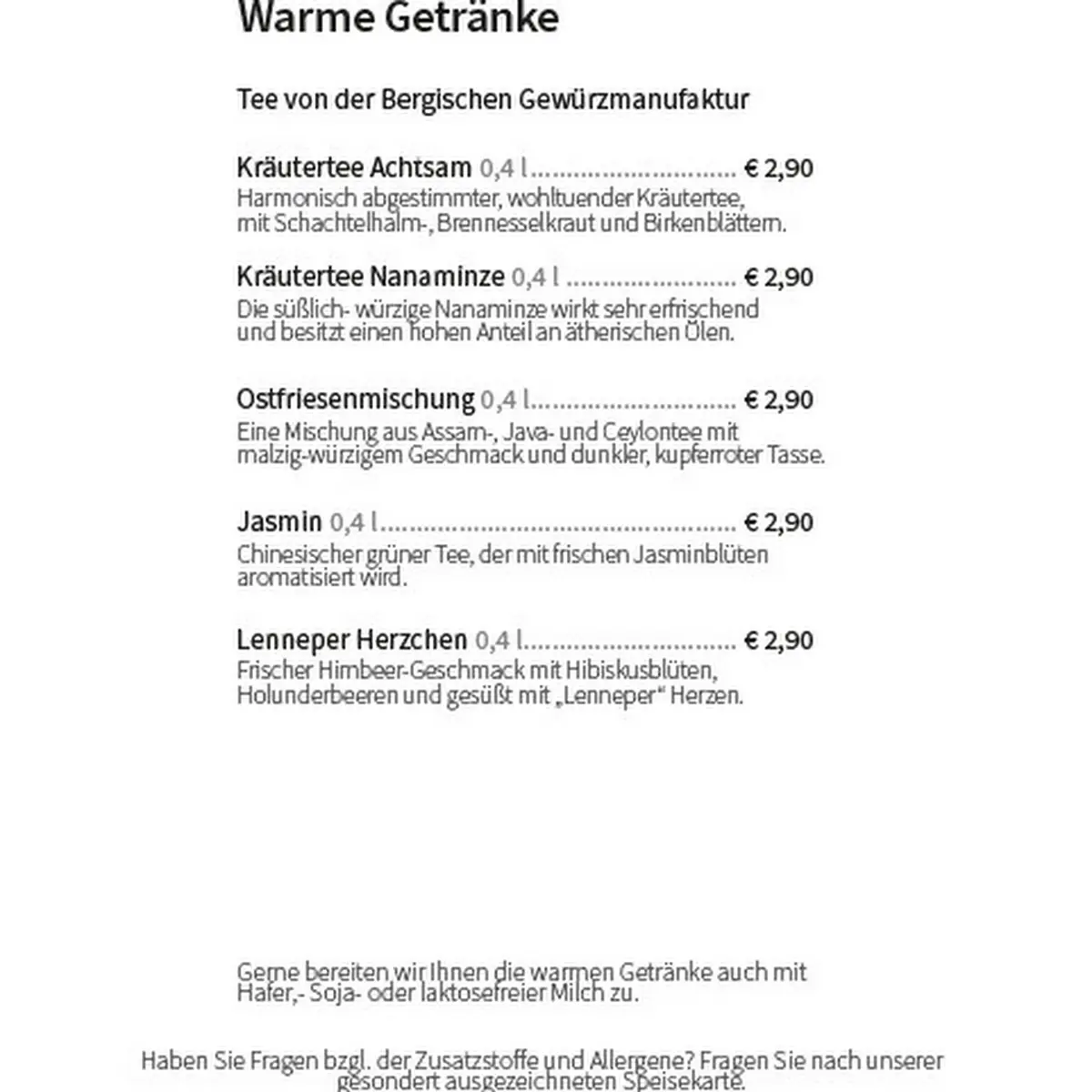 Speisekarte, achtsam - Kaffeewerk am Markt