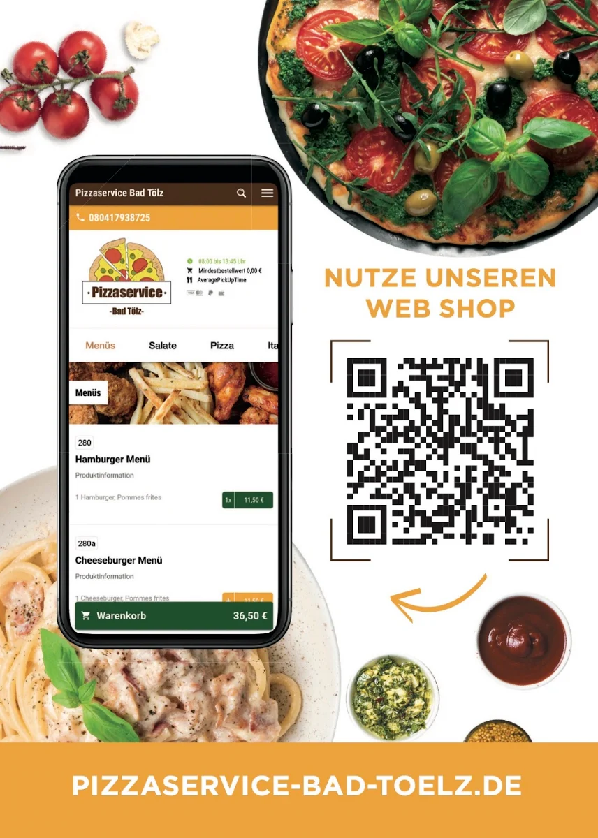 Speisekarte, Pizzaservice Bad Tölz
