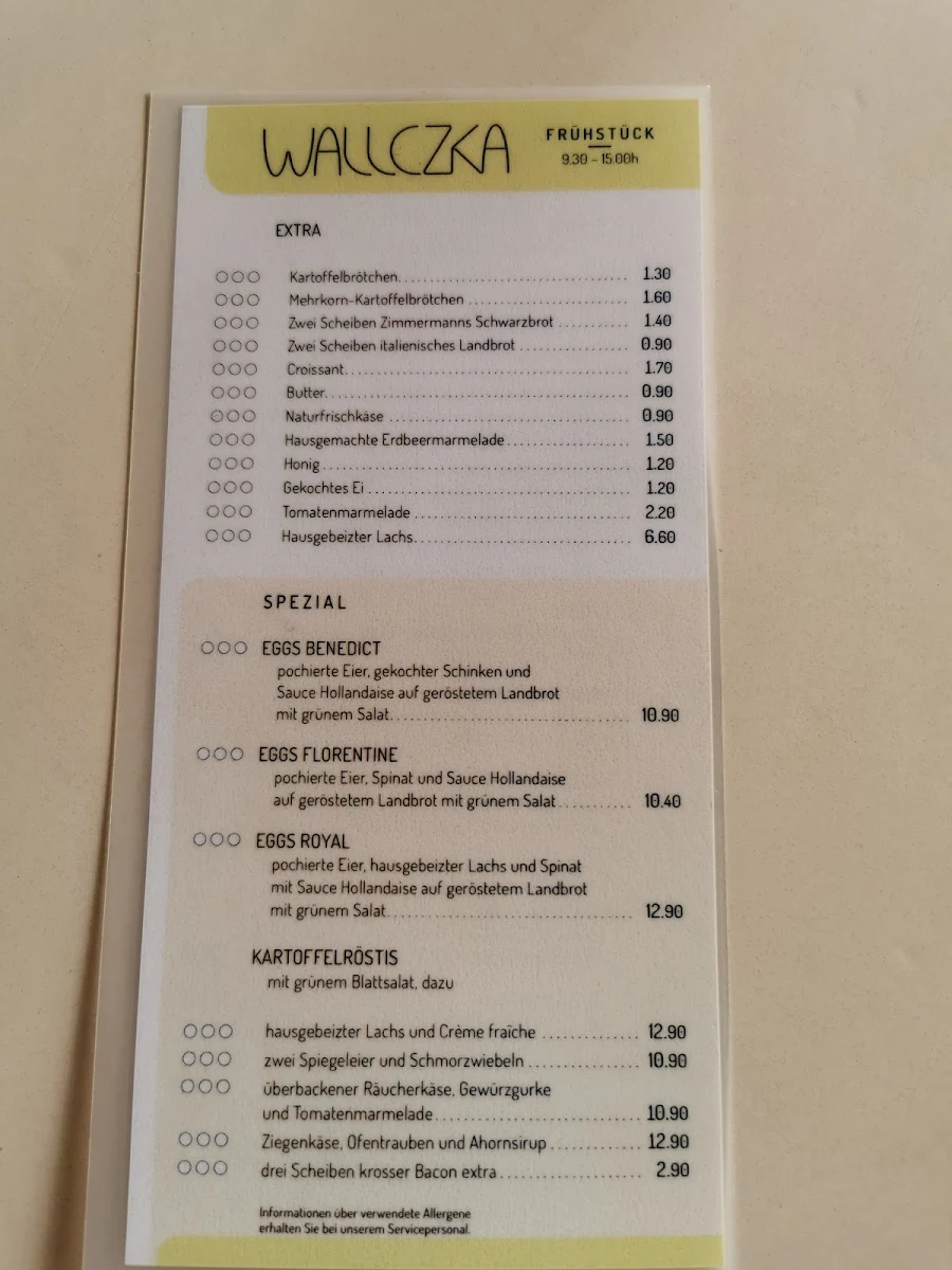 Speisekarte, WALLCZKA