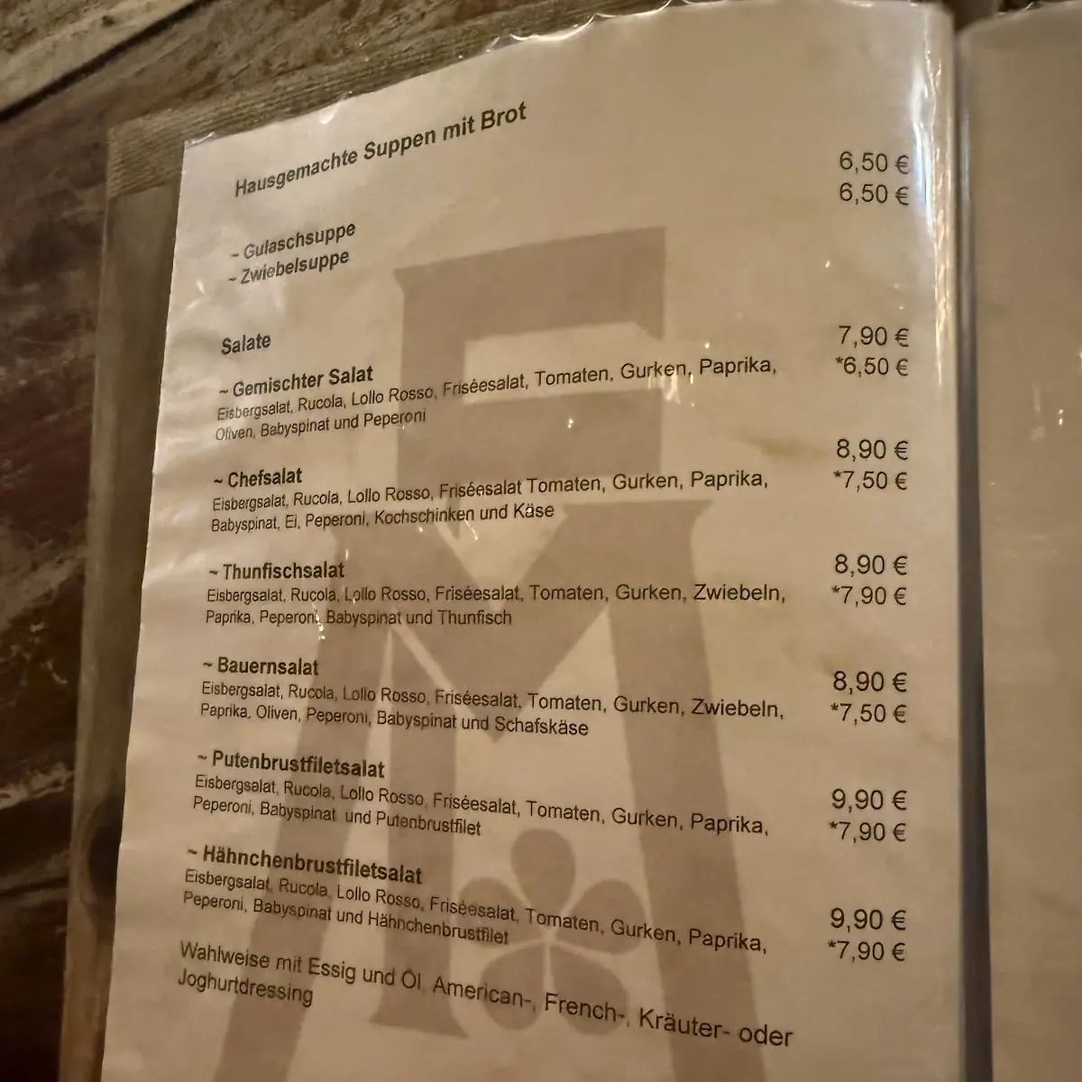 Speisekarte, Frau Möller