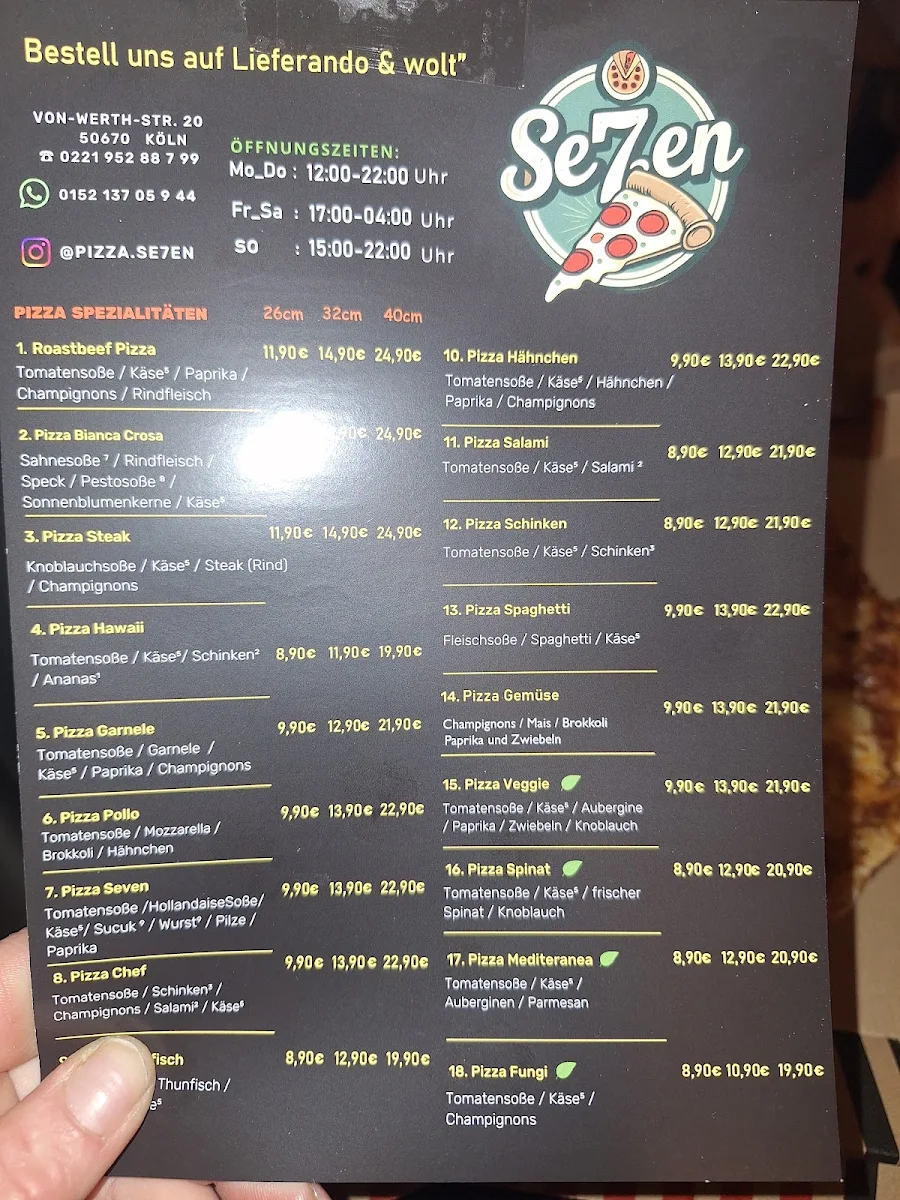 Speisekarte, Pizza Se7en
