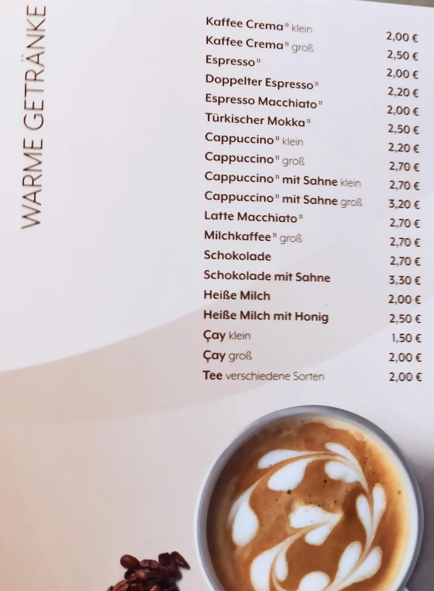 Speisekarte, Cafe Karaca