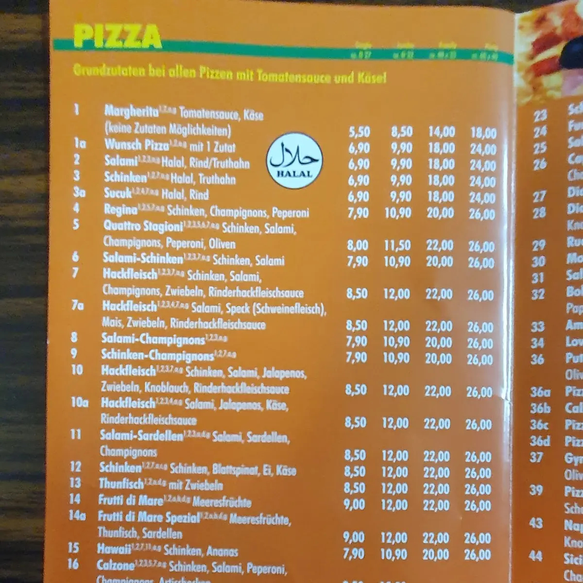 Speisekarte, Pizza Riem & Indischer Curry