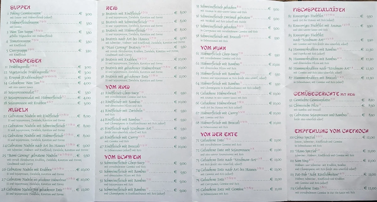 Speisekarte, China Bistro Lotus