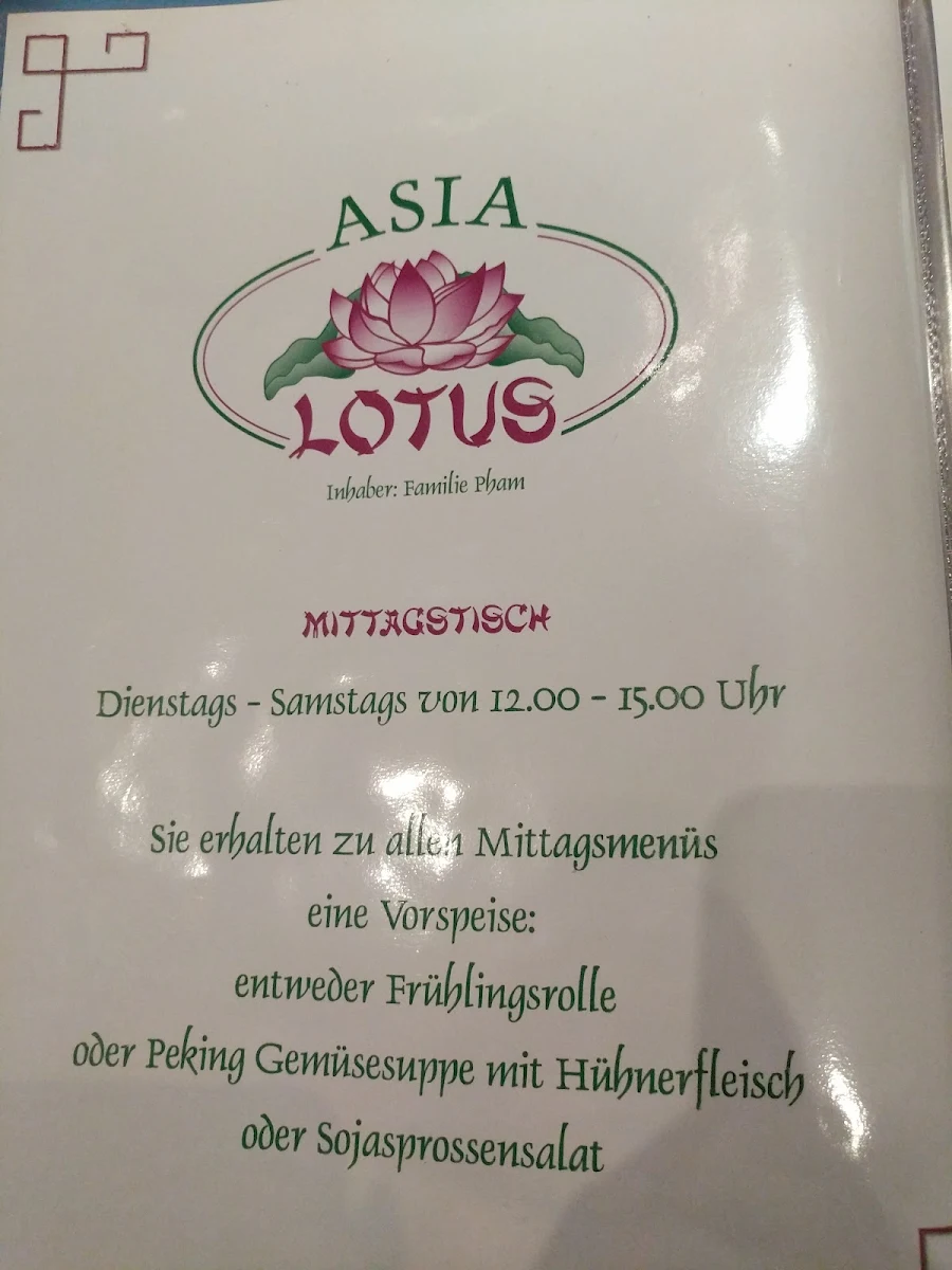 Speisekarte, China Bistro Lotus