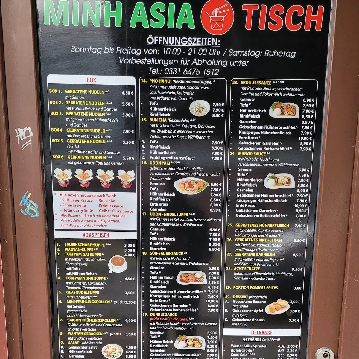 Speisekarte, Minh AsiaTisch