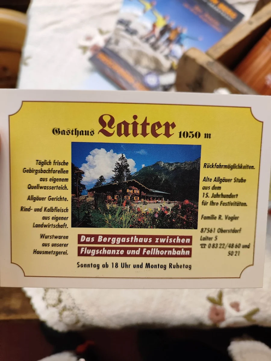 Speisekarte, Berggasthof Laiter