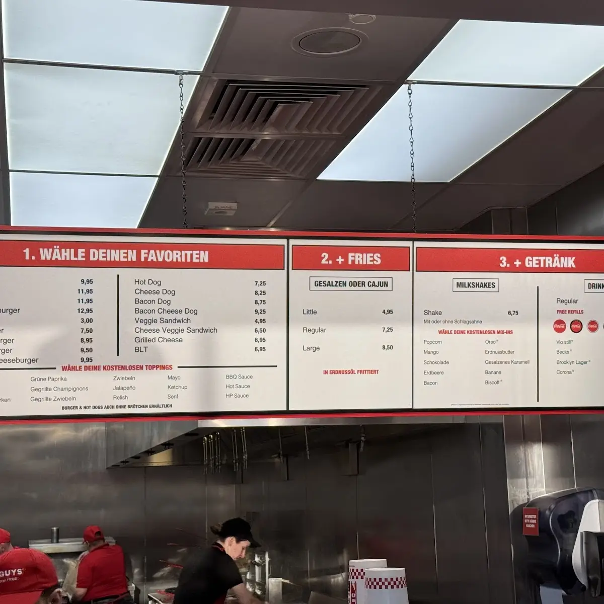 Speisekarte, Five Guys Burgers and Fries Bonn Hauptbahnhof
