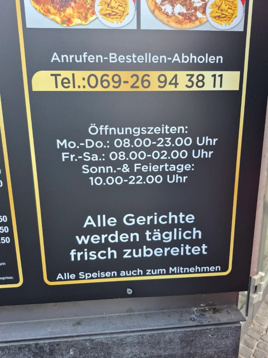 Speisekarte, Zeraf'et Kebap Haus