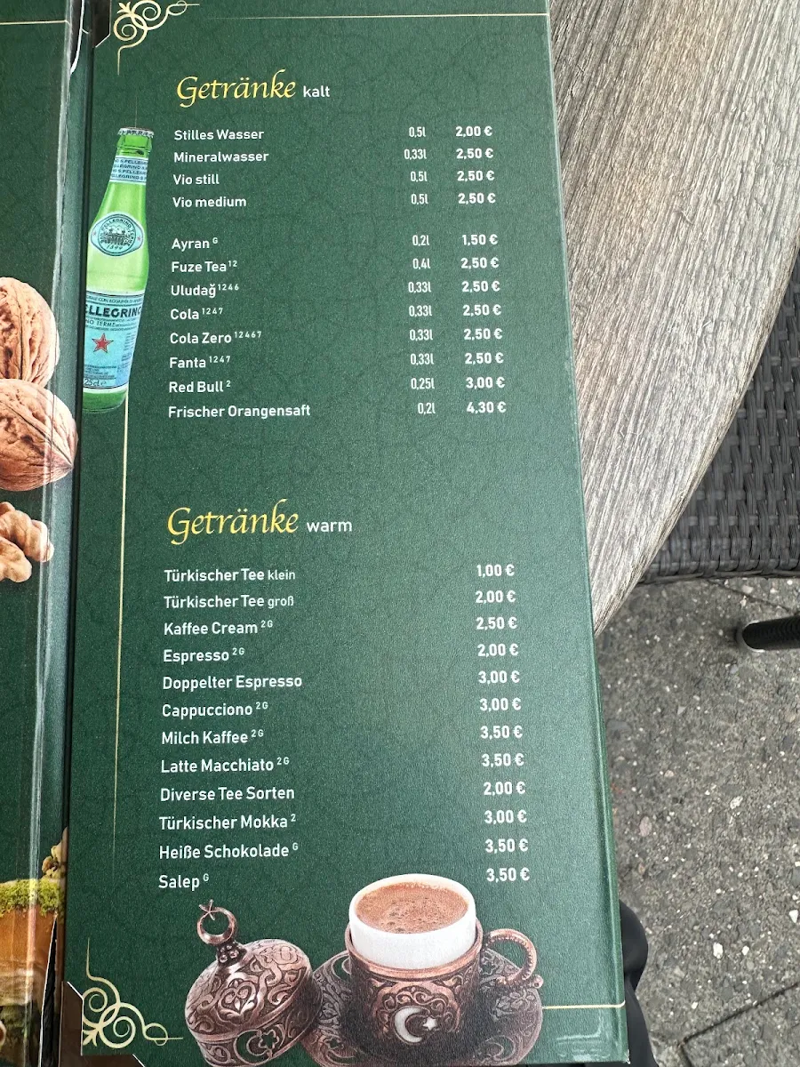 Speisekarte, Şengüloğlu Antep Baklava