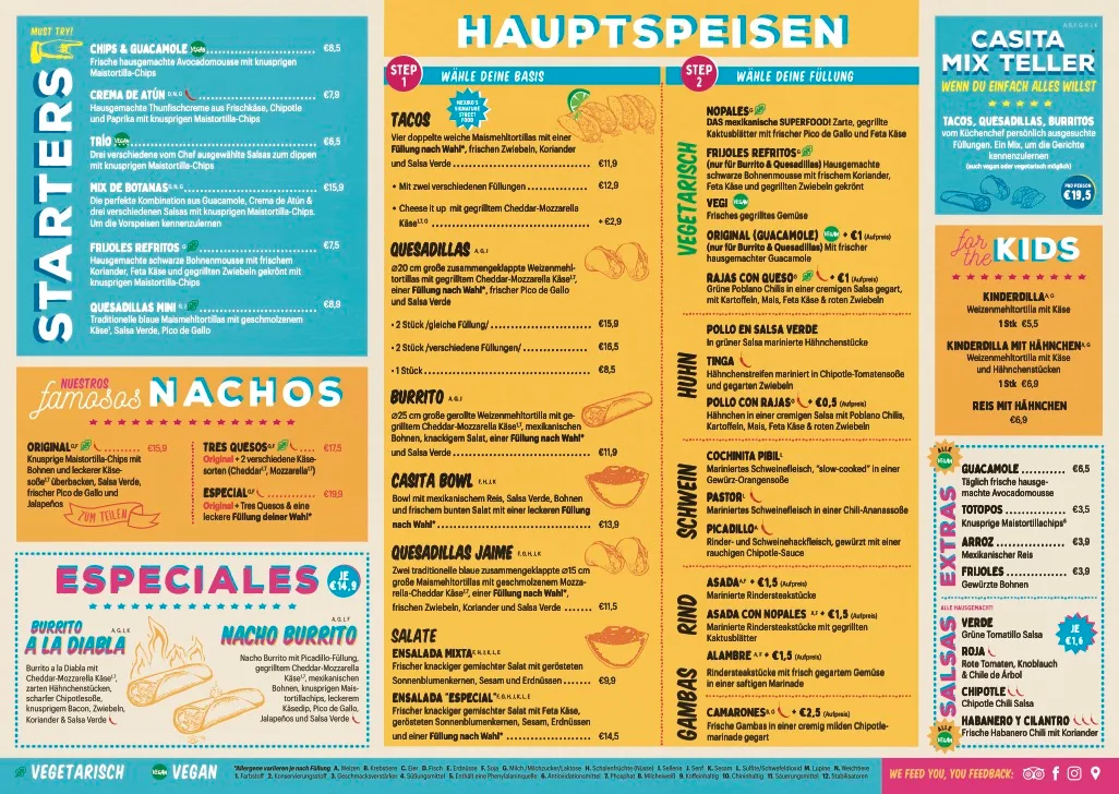 Speisekarte, Casita Mexicana