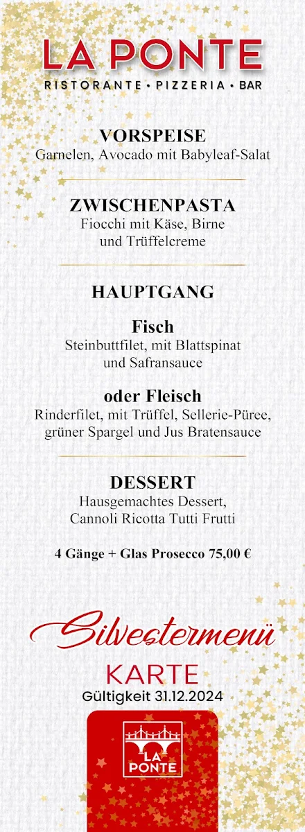 Speisekarte, La Ponte Restaurant