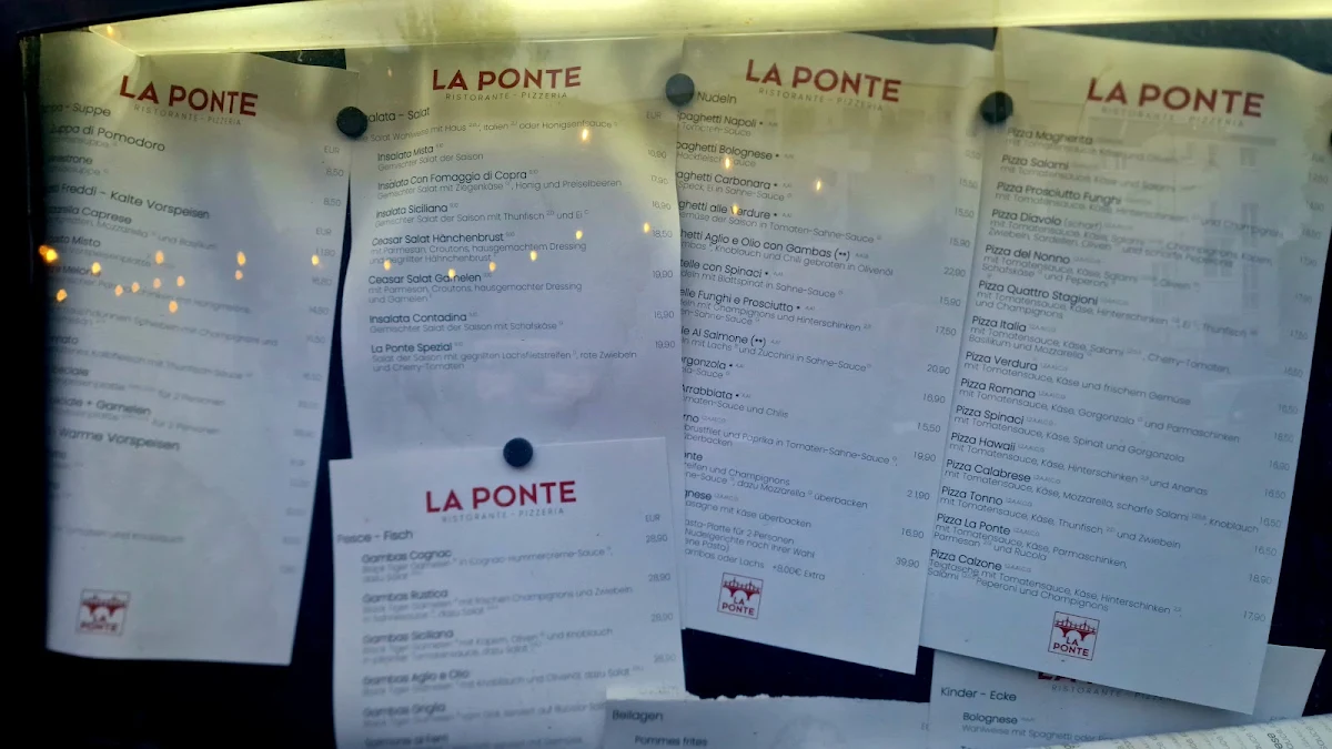 Speisekarte, La Ponte Restaurant