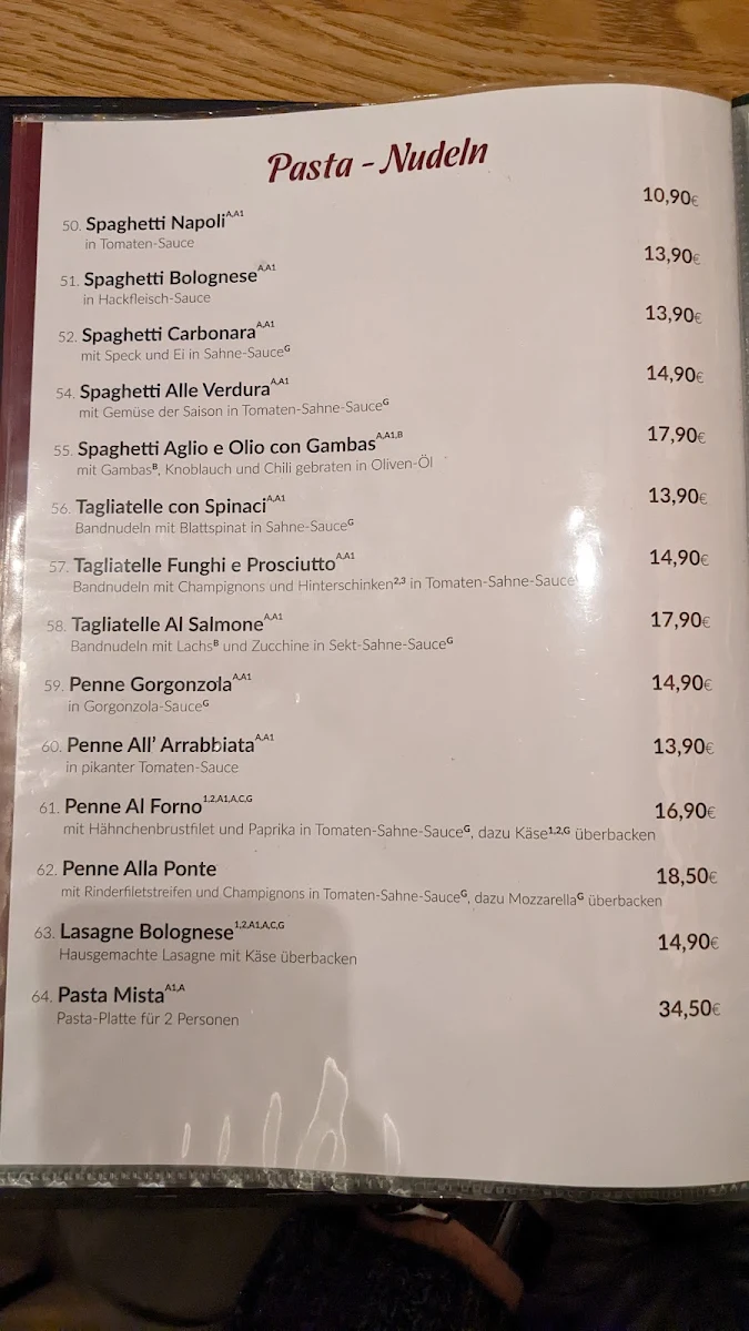 Speisekarte, La Ponte Restaurant