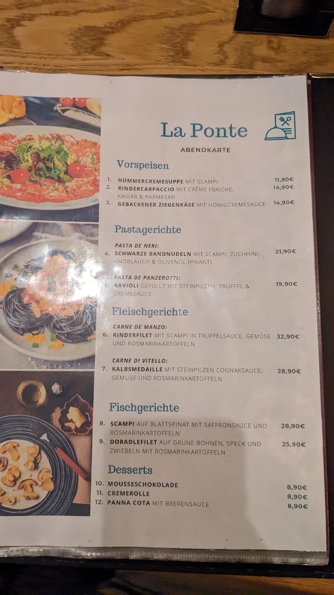 Speisekarte, La Ponte Restaurant