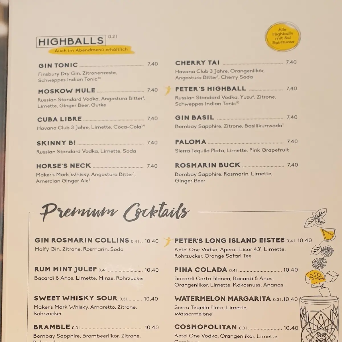 Speisekarte, PETER PANE Burgergrill & Bar