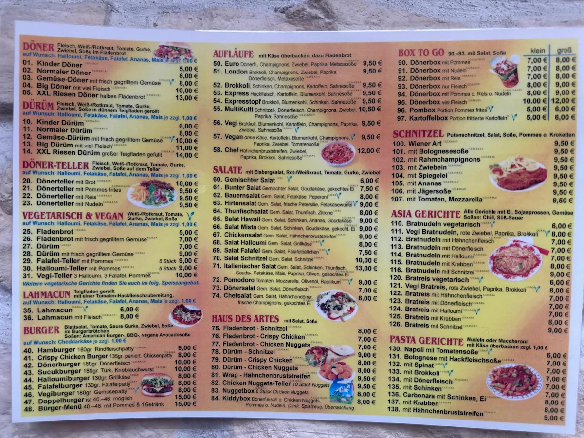 Speisekarte, Alaturka Bistro