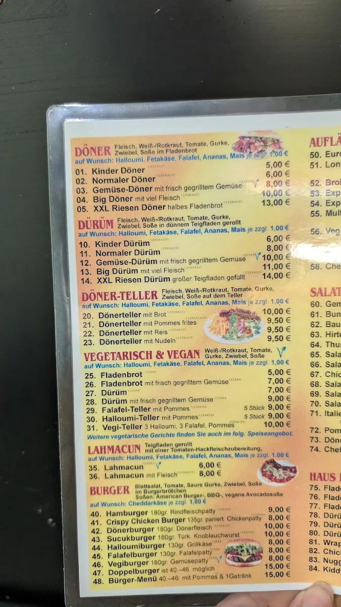 Speisekarte, Alaturka Bistro