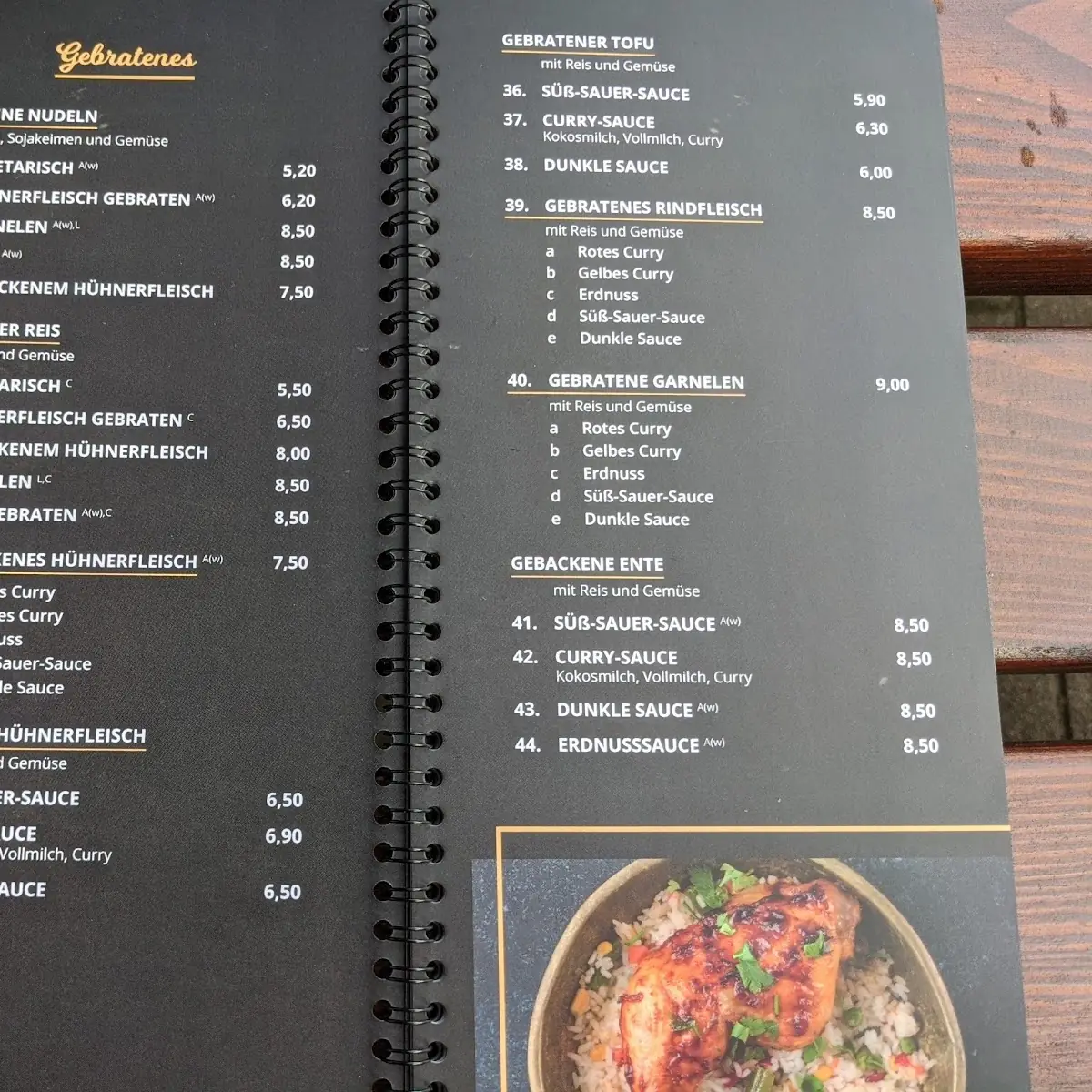 Speisekarte, B-Fresh Restaurant