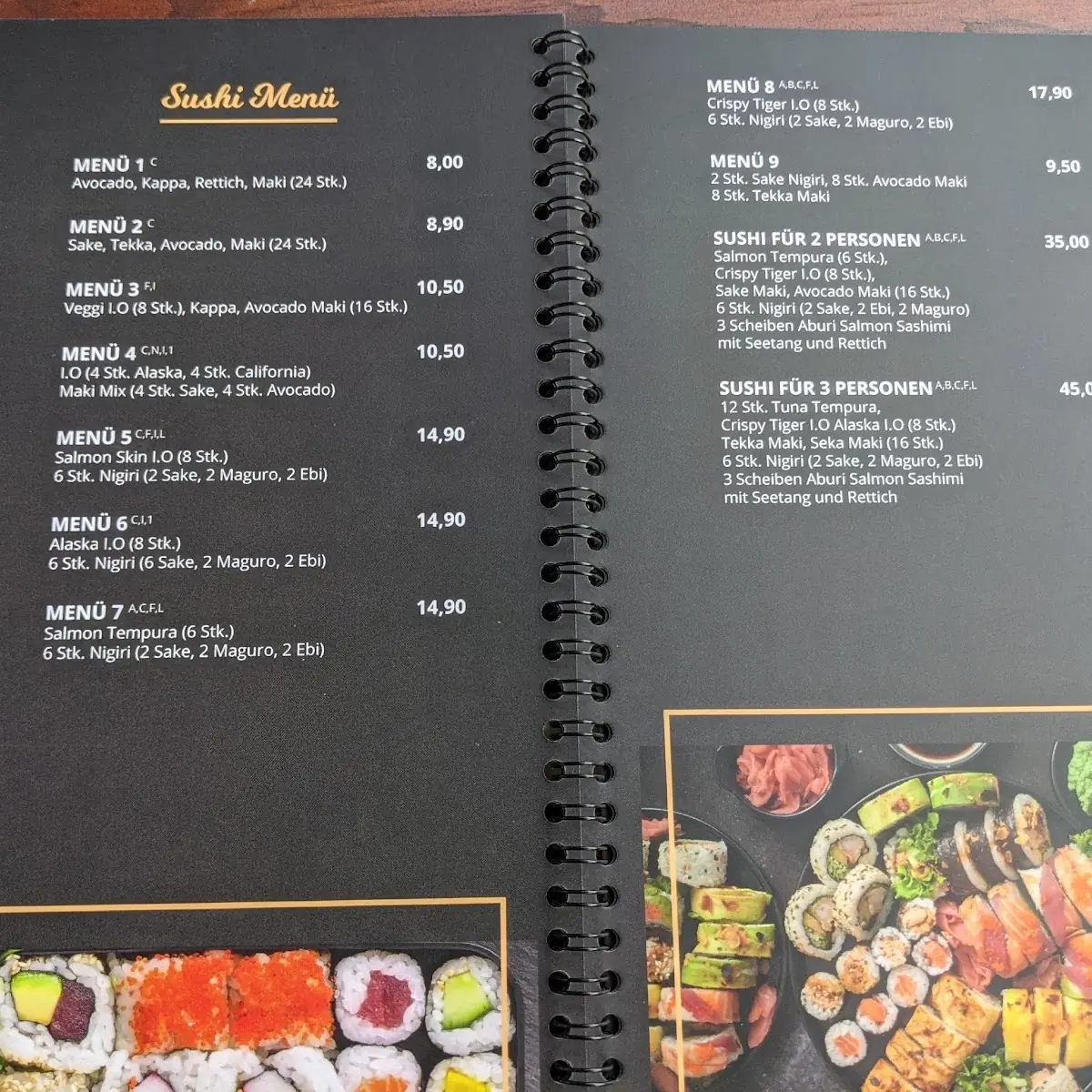 Speisekarte, B-Fresh Restaurant