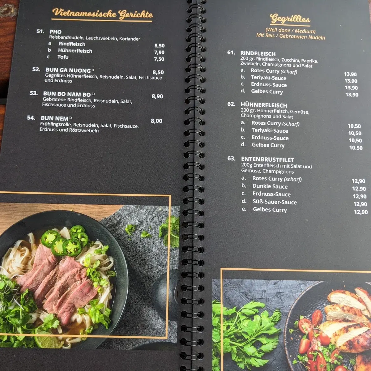Speisekarte, B-Fresh Restaurant