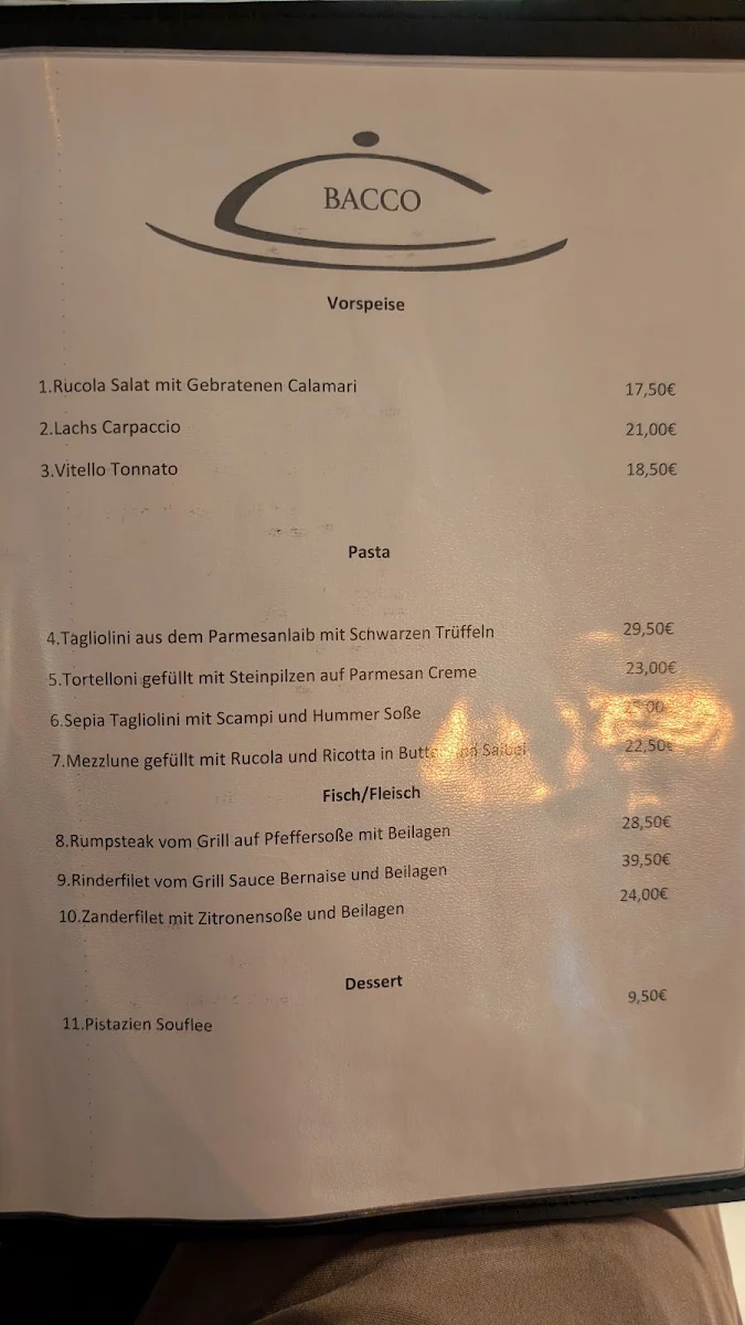 Speisekarte, BACCO