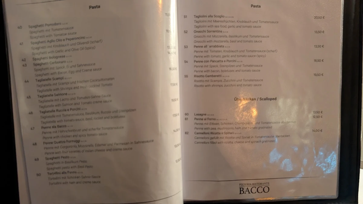 Speisekarte, BACCO