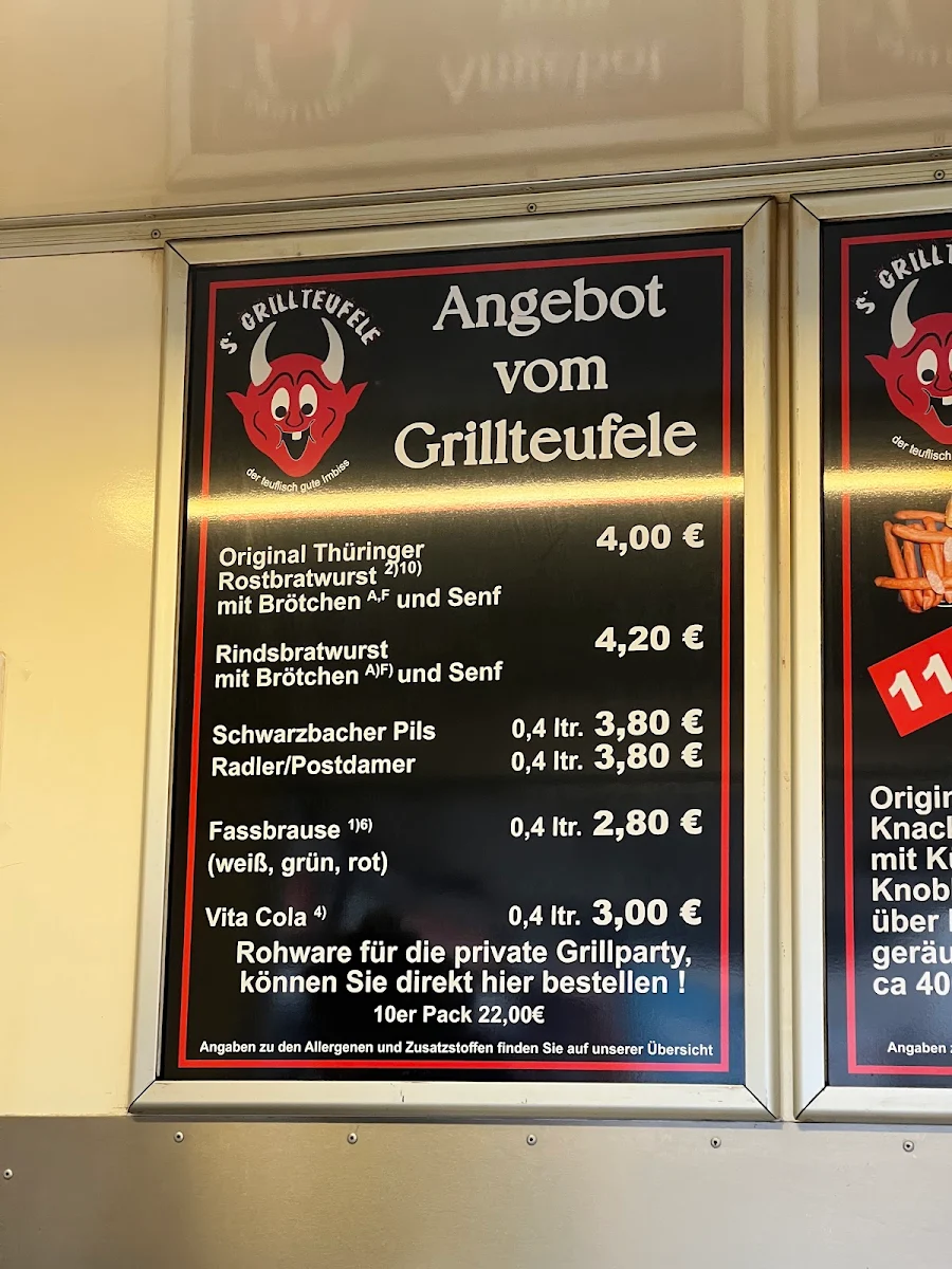 Speisekarte, S‘ Grillteufele - Original Thüringer Rostbratwürste