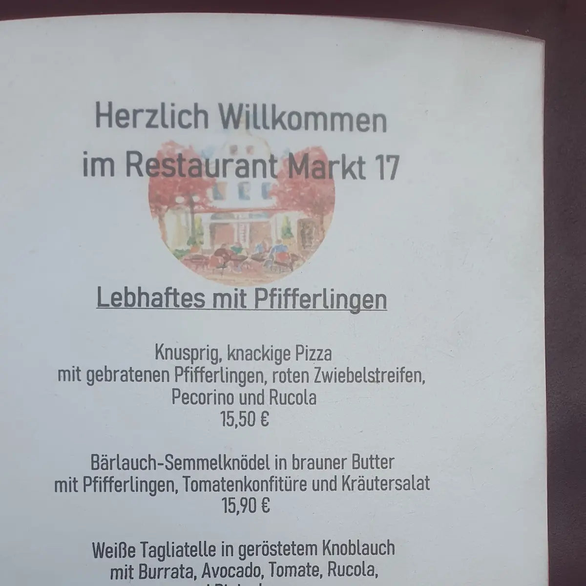 Speisekarte, Markt 17