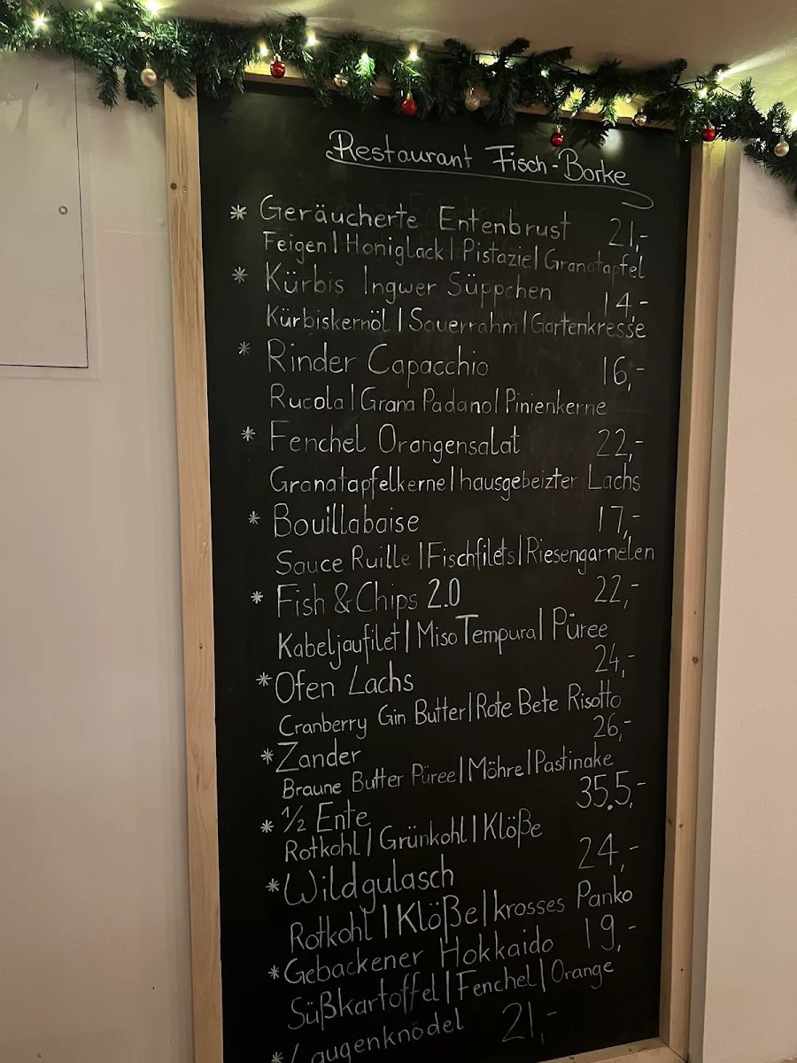 Speisekarte, Fisch-Borke
