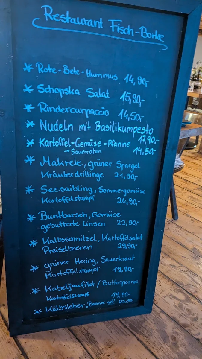 Speisekarte, Fisch-Borke