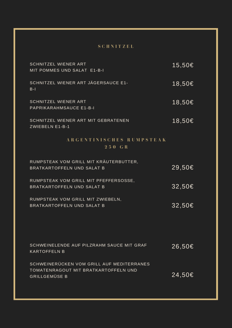 Speisekarte, RESTAURANT "Zum Adler" Limbach