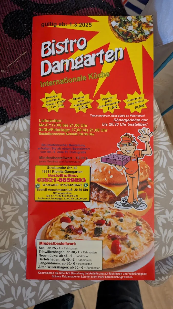 Speisekarte, BISTRO DAMGARTEN