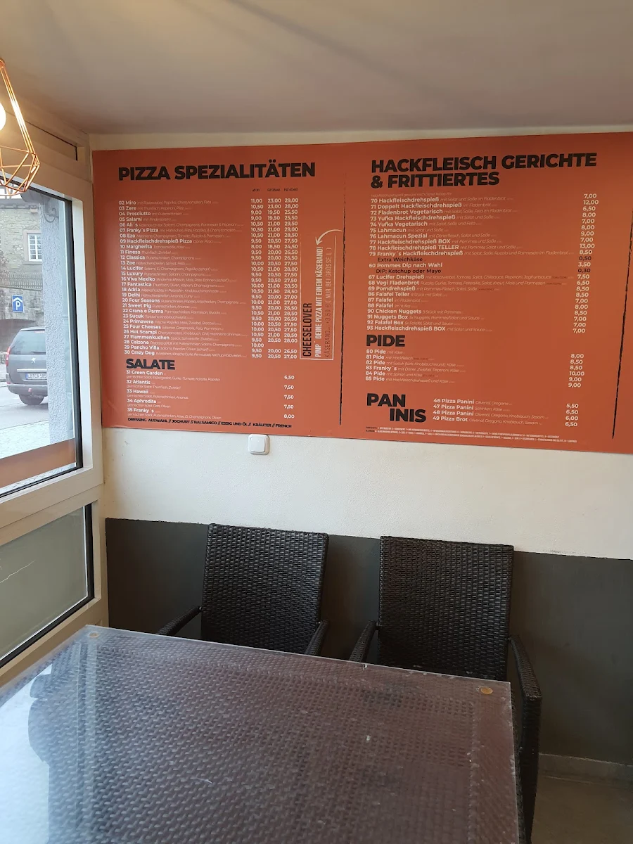 Speisekarte, Franky's Pizza & Döner Delivery Sachsenheim
